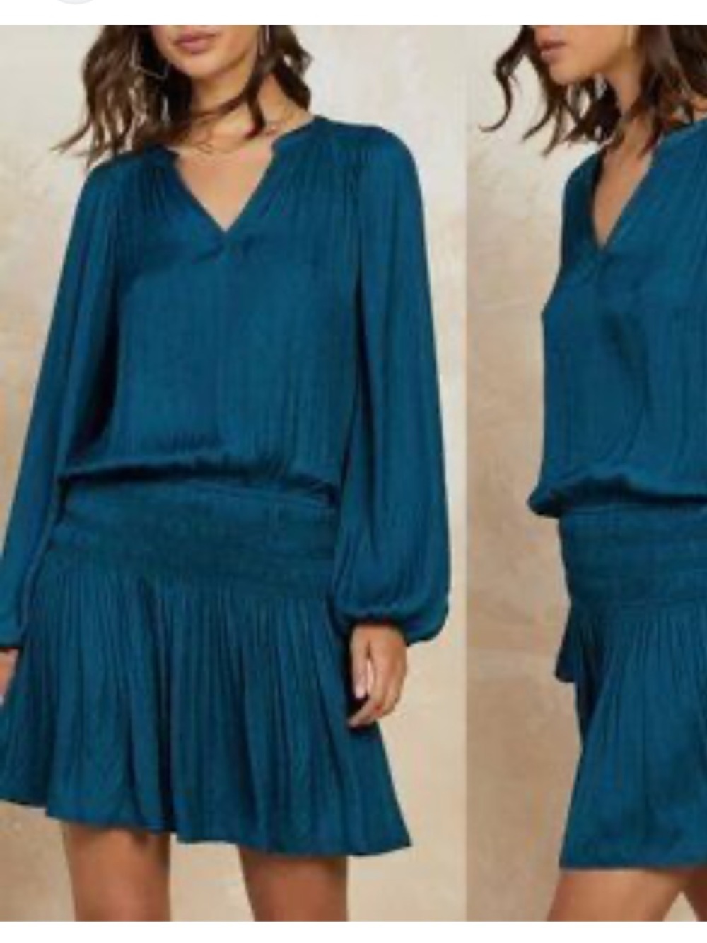 Current Air Teal V-Neck Mini Dress